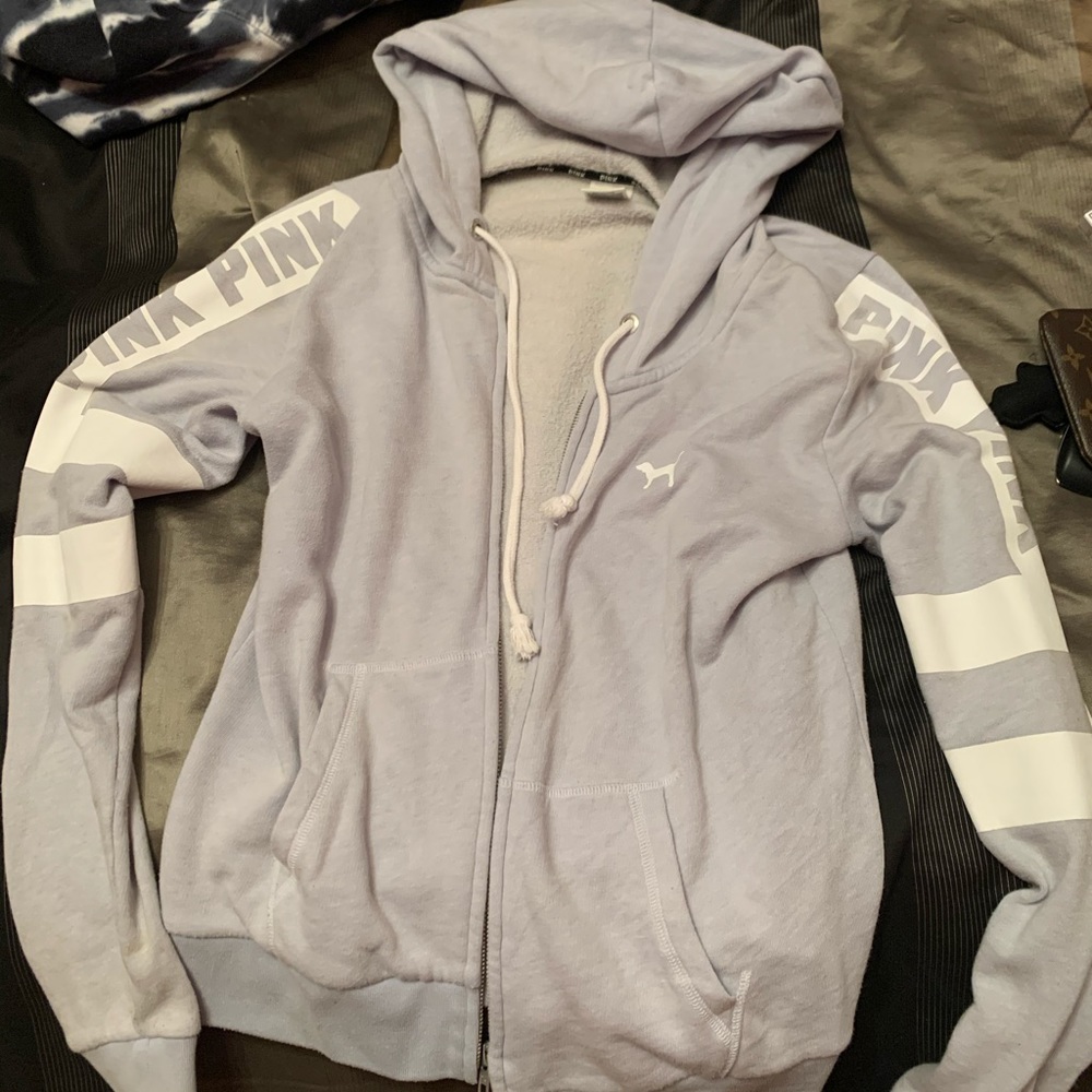 Blue/grey VS pink zip up sweatshirt